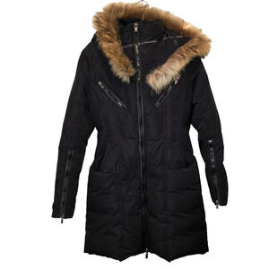 Revolve LAMARQUE down and feather filled puffer coat with raccoon fur hood m